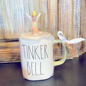 Rae Dunn Disney Tinker Bell coffee mug with Tinker-Bell figurine topper